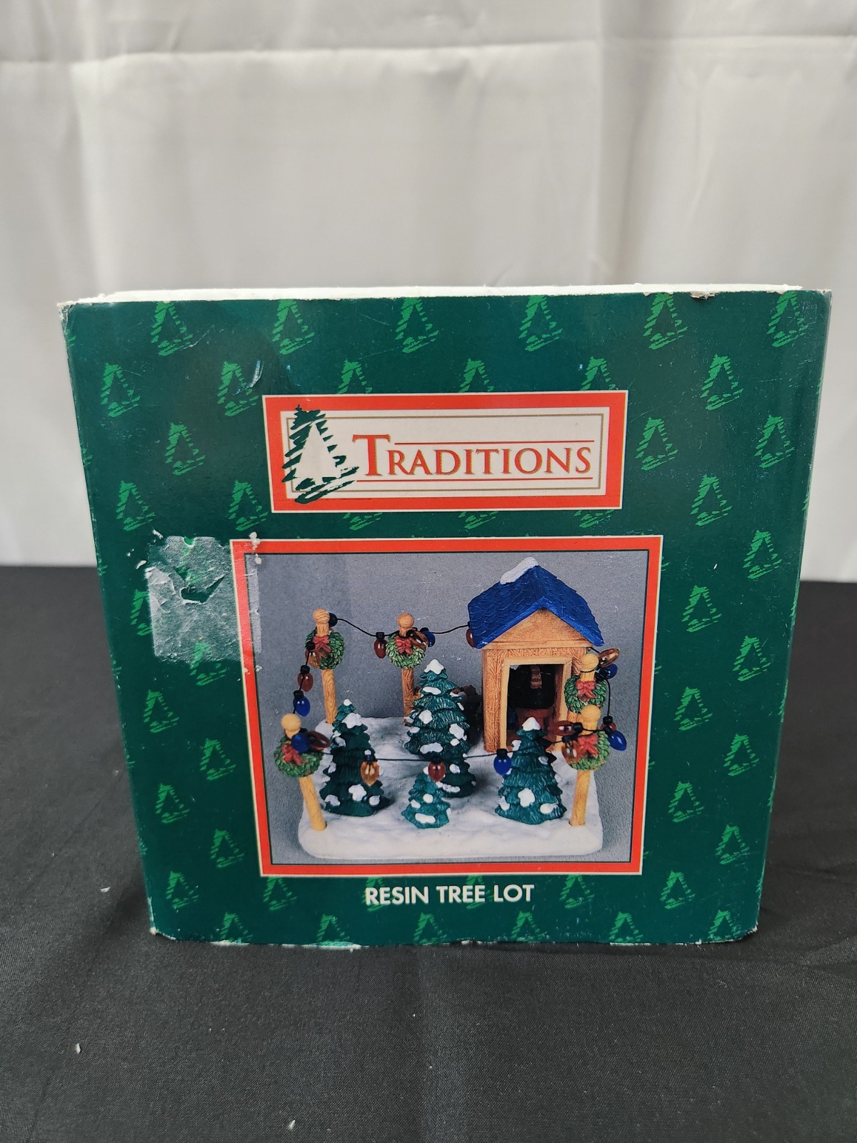 Traditions Resin Tree Lot Christmas Village Accessory Miniature Snow Scene Green