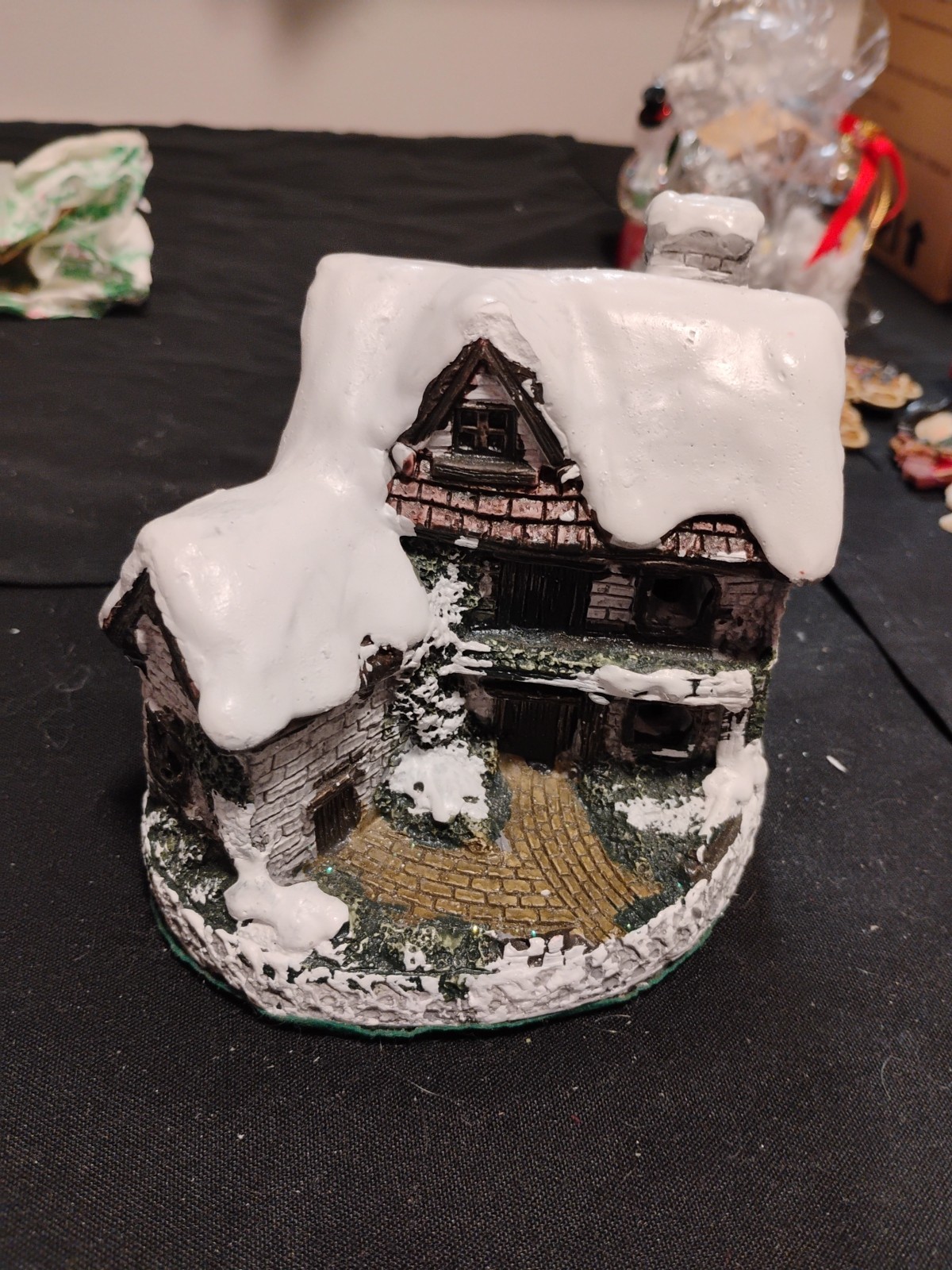 Hand Painted Cottage Charmers Lighted Snow House, Vintage Handcrafted Porcelain