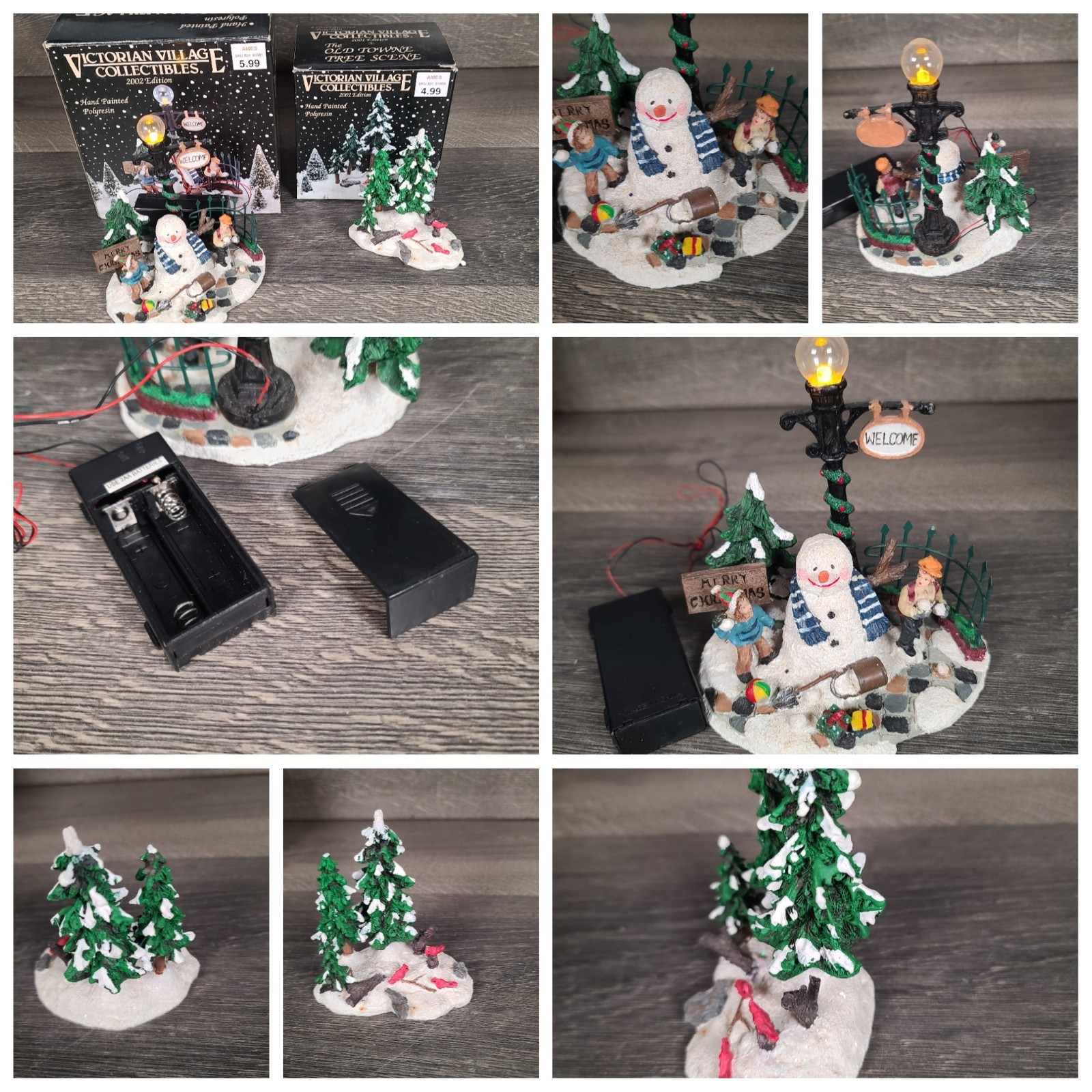 Victorian Village Collectibles Lot of 8 Accessories Snowman Bridge Sled House