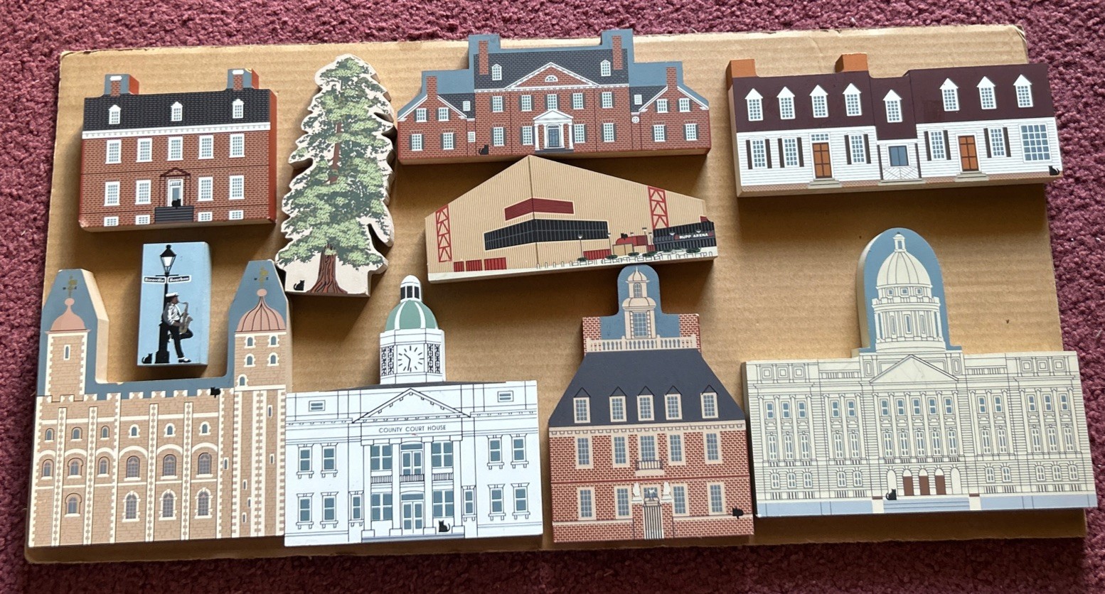 Lot Of 10 “The Cat’s Meow Village” Wood Shelf Sitters, Jaline, Years 1991-2000