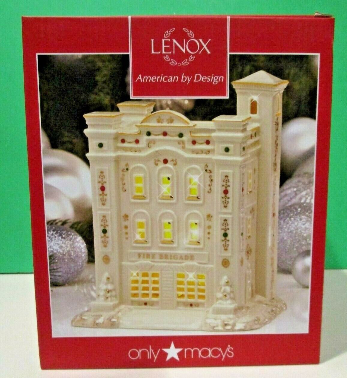 LENOX MISTLETOE PARK FIRE HOUSE BRIGADE Village Treasures series — NEW in BOX