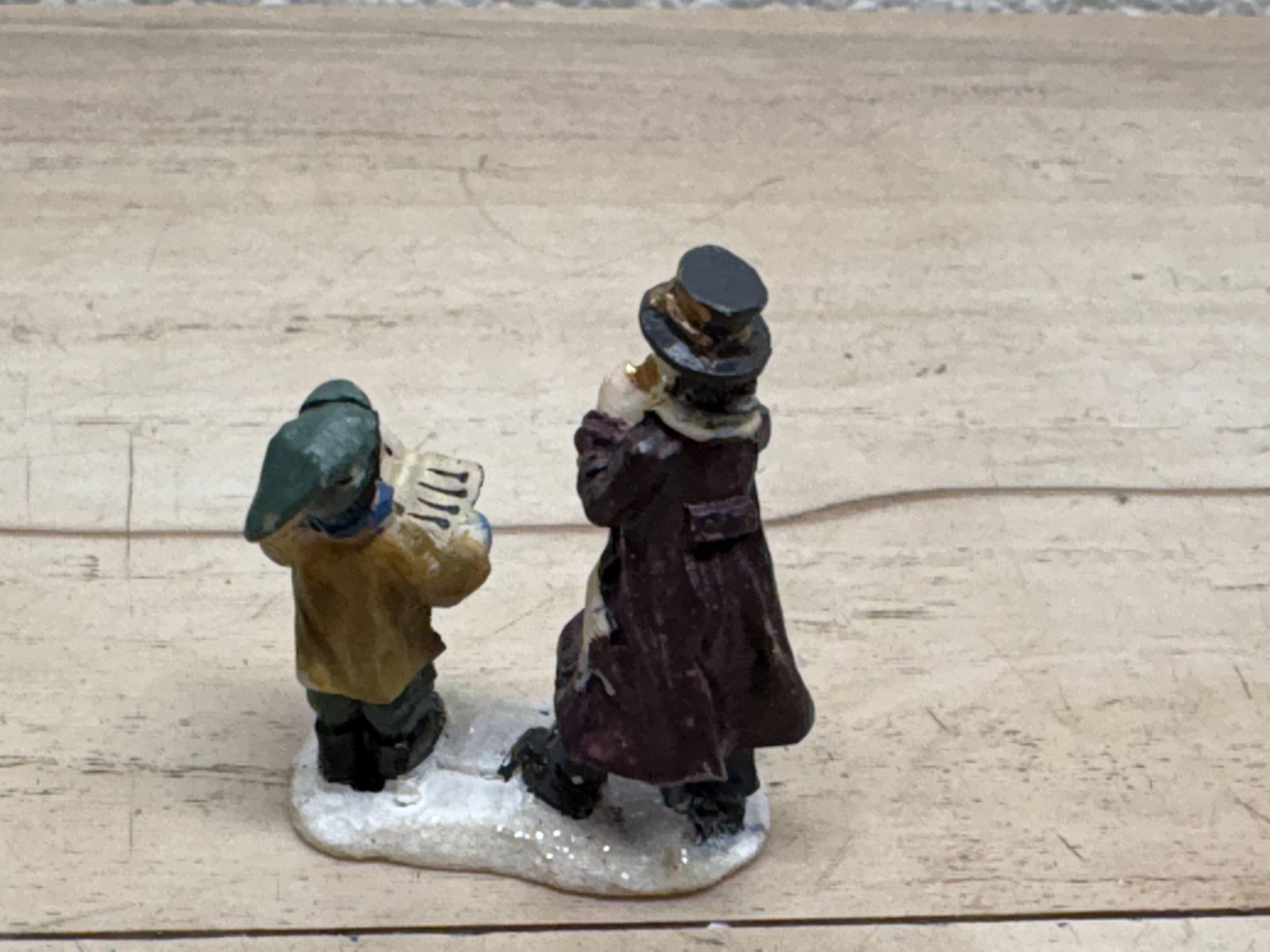 Christmas Village Figurines Set Of 4 People Horse Statue Rider & Bird House Tree