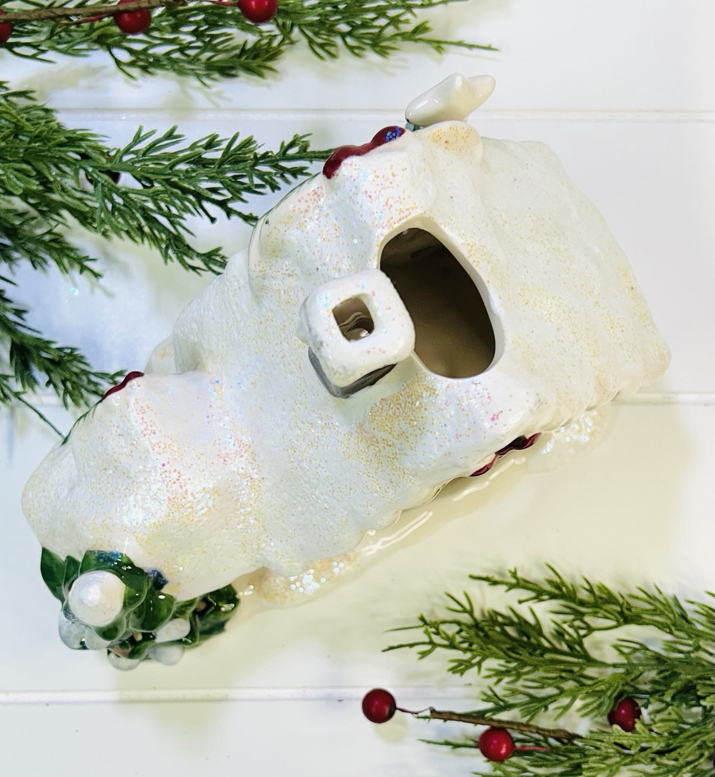 Christmas Candle House Blue Sky Clayworks Angel Tree Inn Reindeer Village 2012