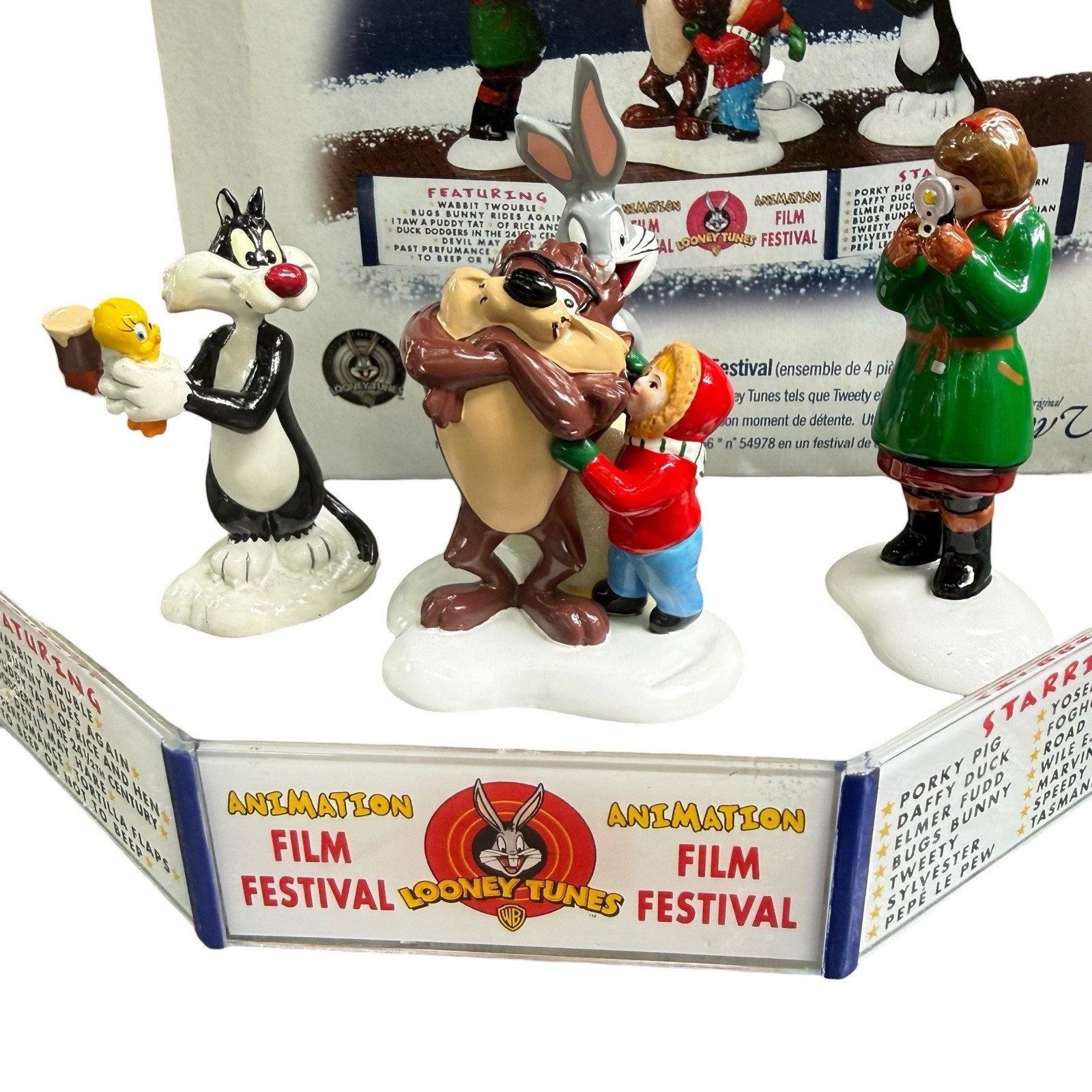 Department 56 Snow Village Looney Tunes Animation Film Festival Taz Tweety