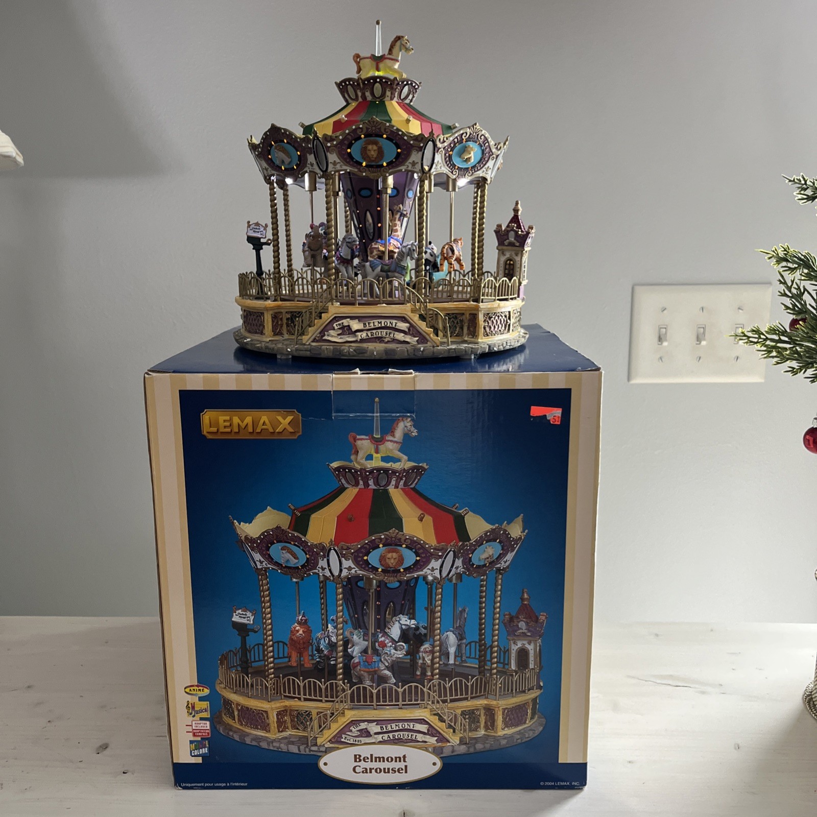 Lemax Village Collection BELMONT CAROUSEL Animated Musical Light RARE Vintage 94