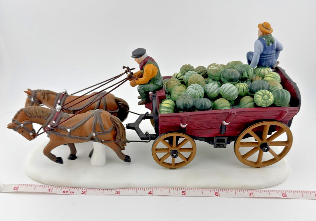 Department 56 Bachman’s Horse-Drawn Squash Cart Handpainted Porcelain & Metal