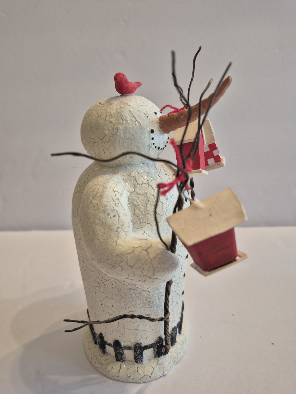 Lot of 3 Department 56 Crackle Resin Snowmen: Voltive/ Wreath Bowl/ Birdhouses