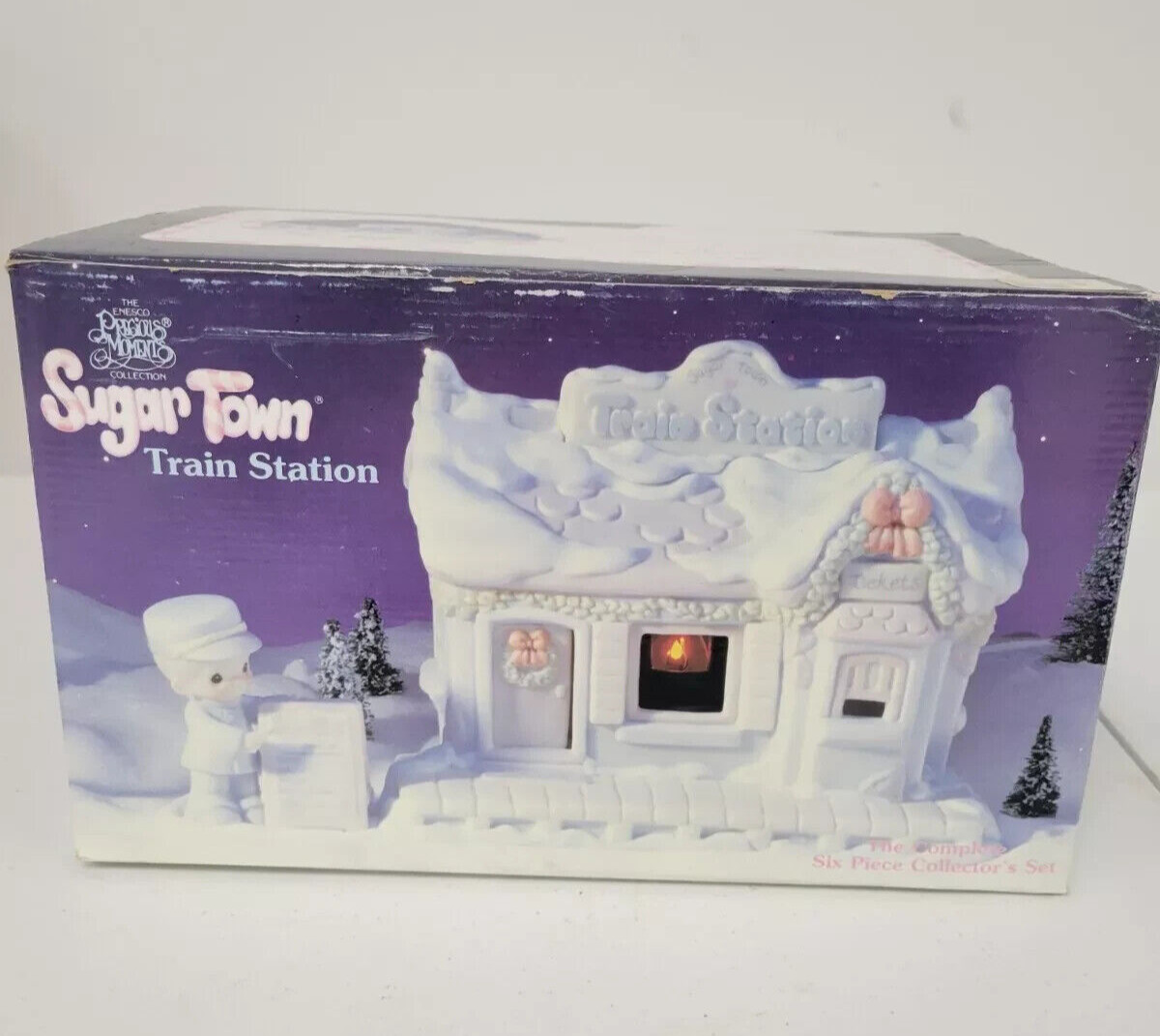 Dept 56 Precious Moments Sugar Town Train Station 6 Pc Collector Set Christmas