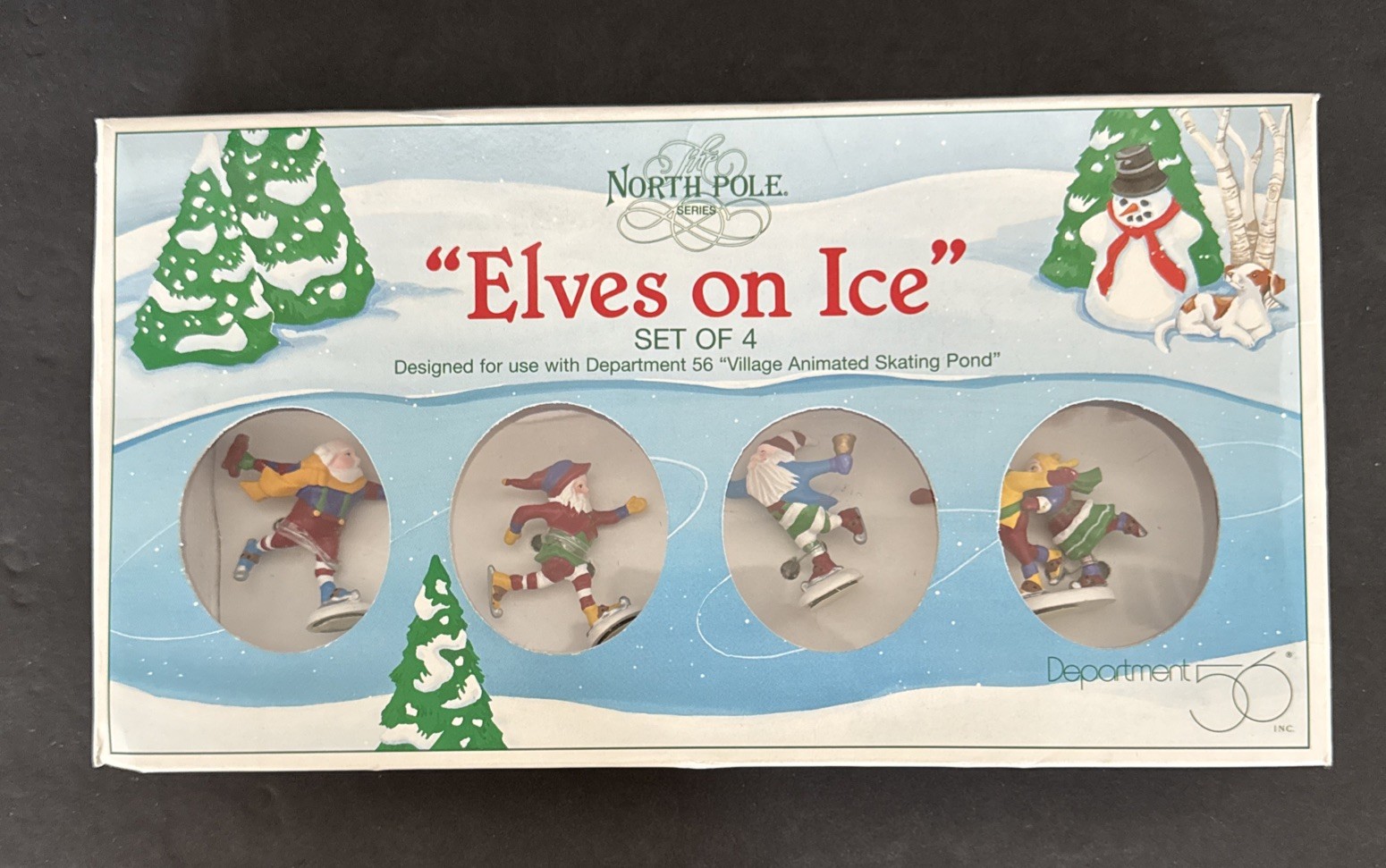 Dept 56 Elves On Ice Set of 4 North Pole Village Series Original Box Vintage