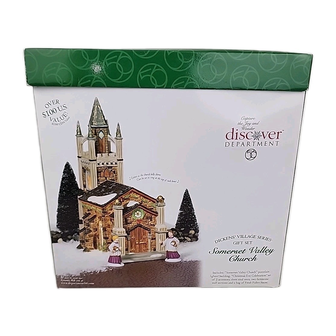 🚨 Department 56 Dickens Christmas Village Gift Set Somerset Valley Church 58485