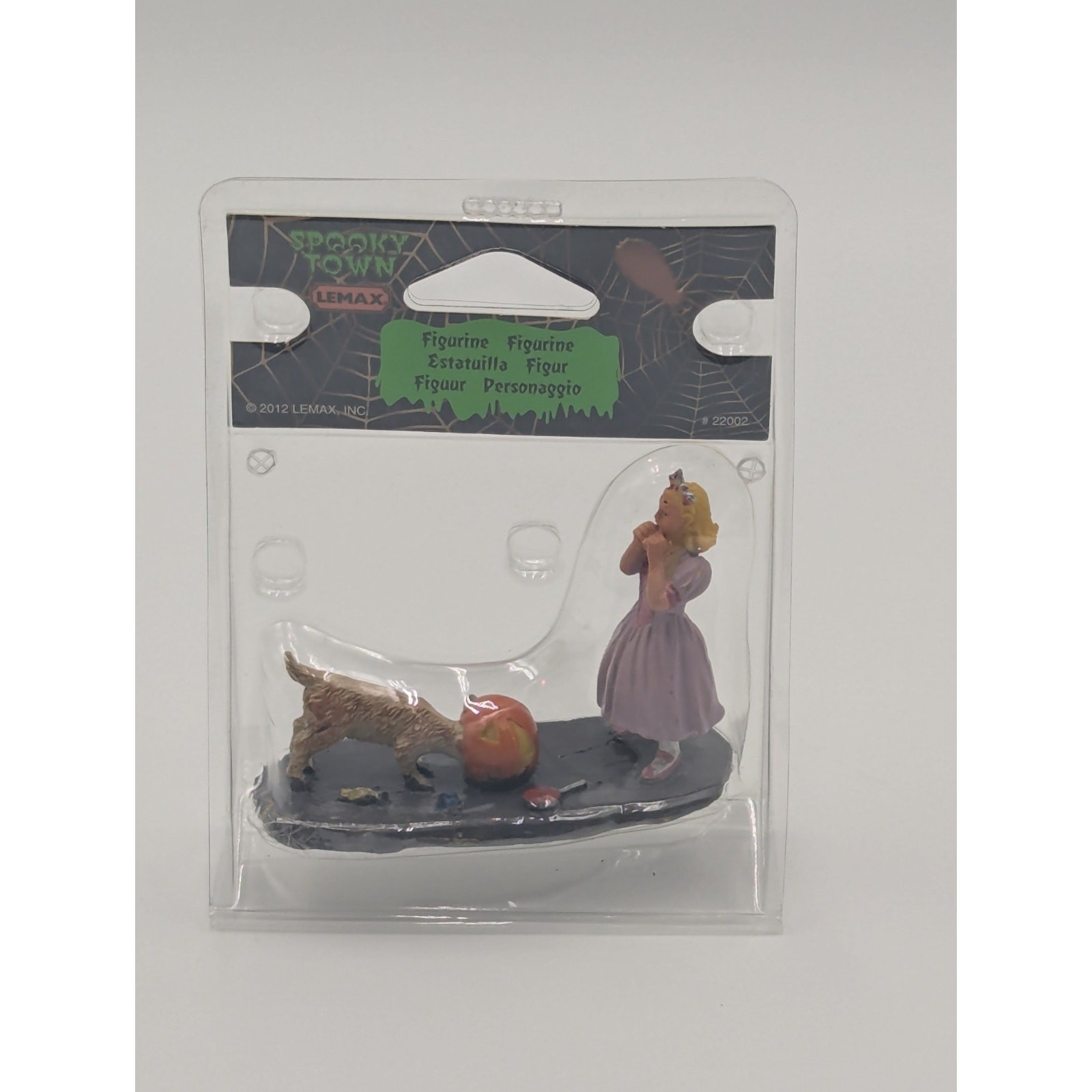 Lemax Spooky Town #22002 Girl with Dog Stuck in Pumpkin Figure 2012 Retired New