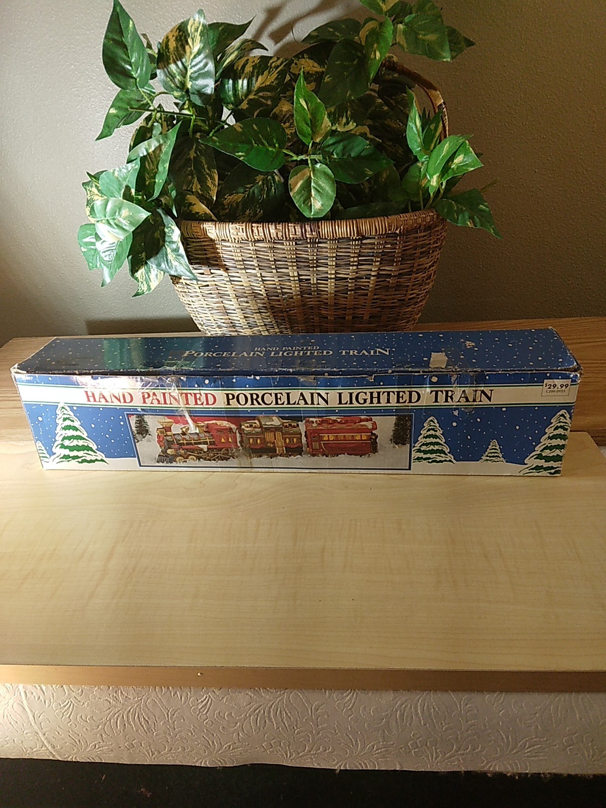 Vintage 1992 Fabri-Centers Hand Painted Porcelain Lighted Train 3pc W/Box Works!