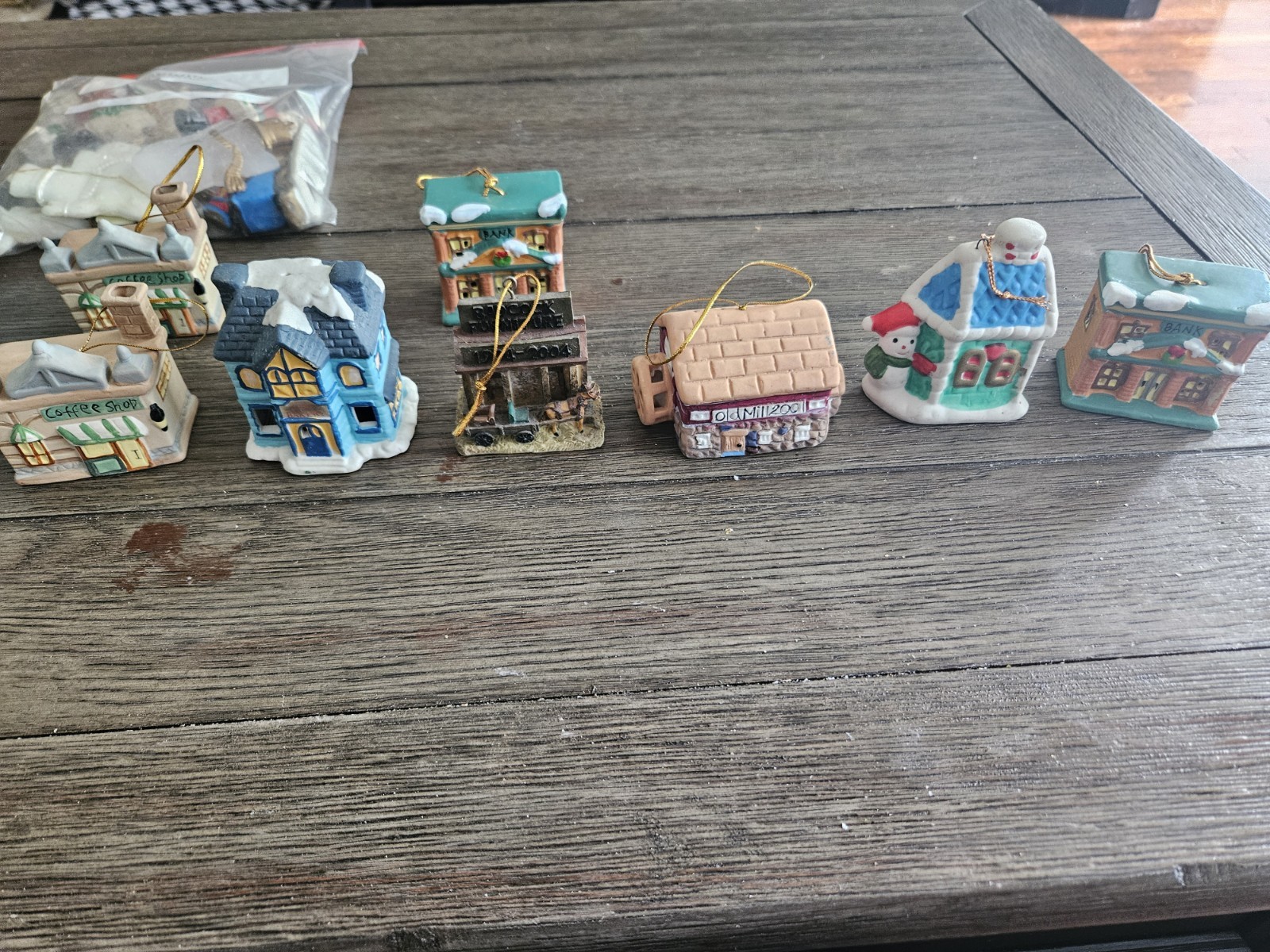 Home Town America Hand Painted Porcelain Bisque Christmas Village Lot w/ Boxes