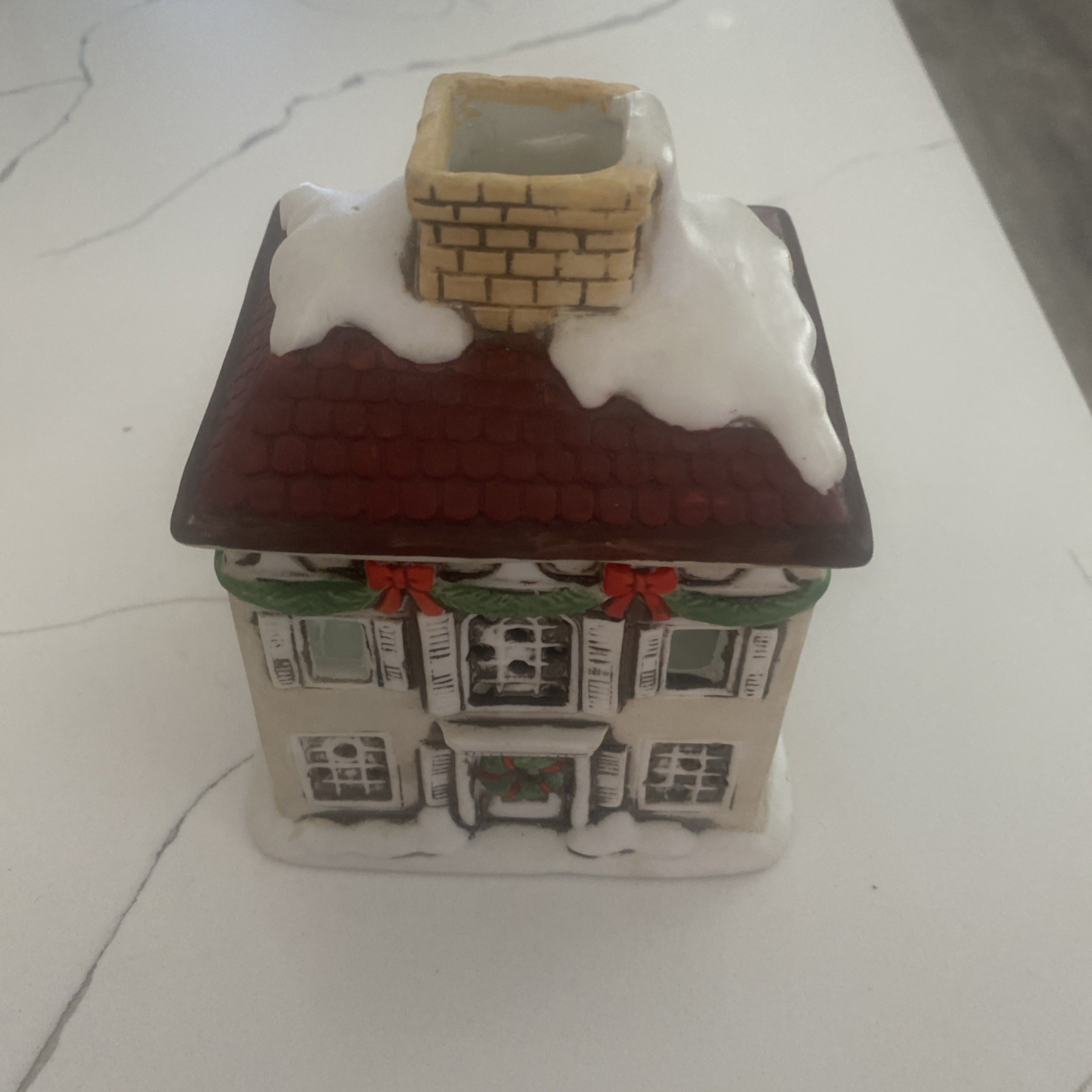 Vintage Lefton China Christmas Colonial Village Votive House Sri Lanka Exclusive