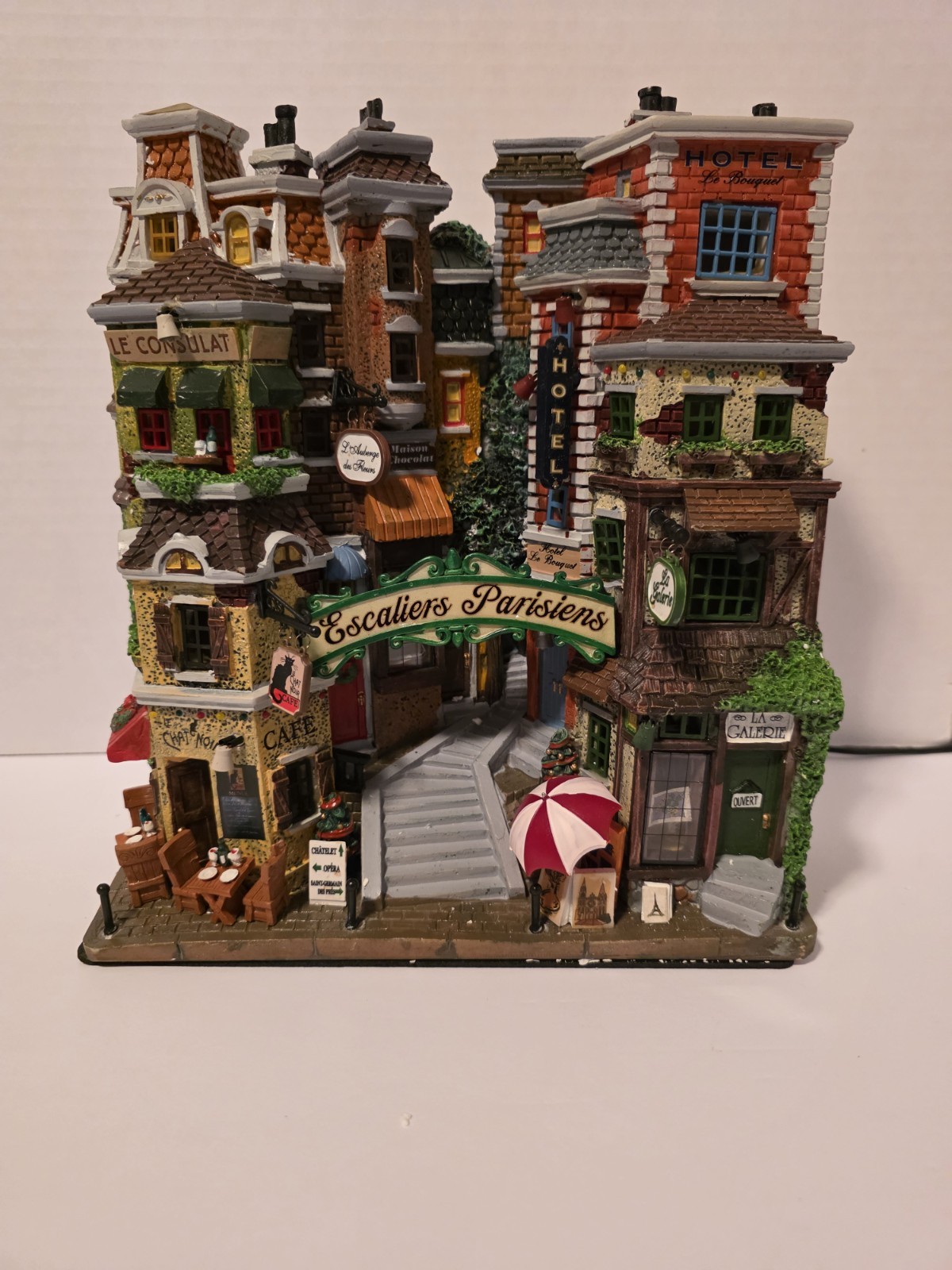 Lemax Essex Street Facade Parisian Stairs NIB Ultra Rare
