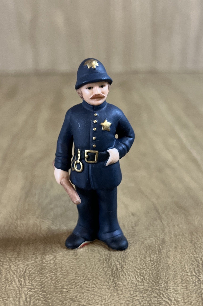 Vintage Lefton Colonial Village Officer Casey Figurine Police Officer 2.5”