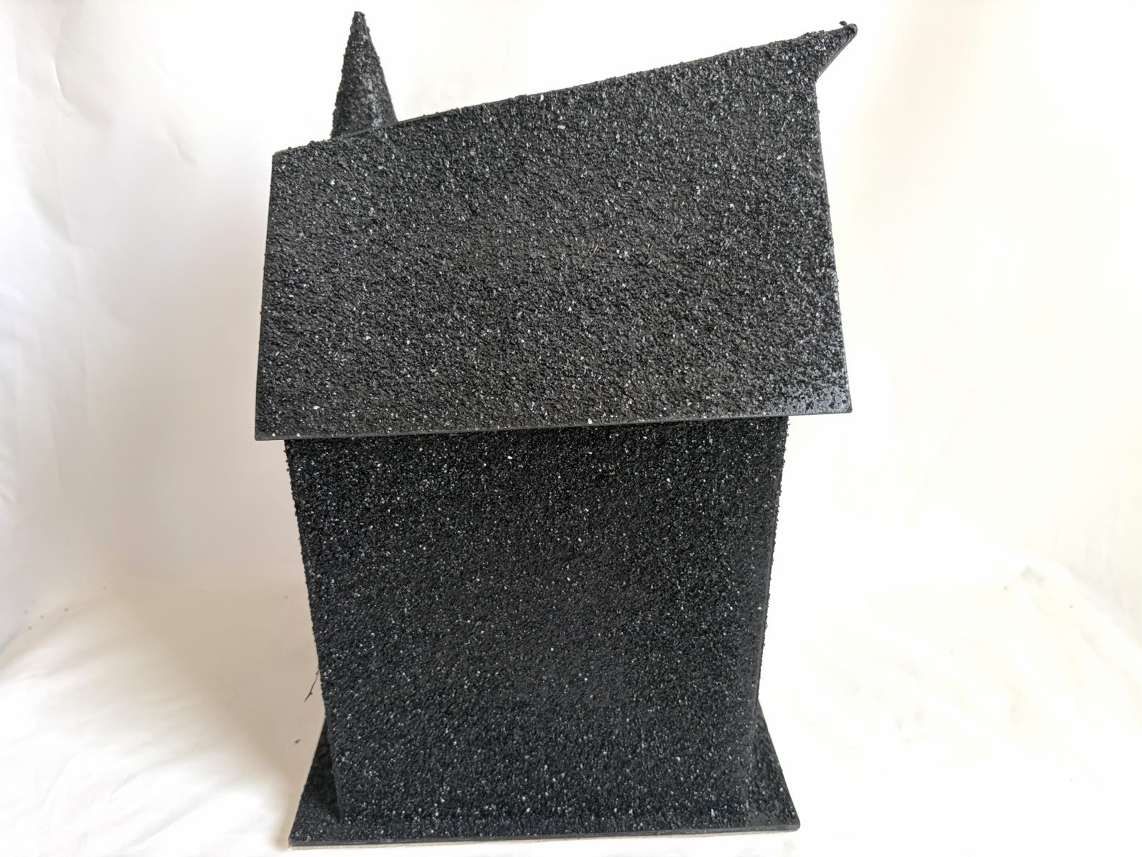 Pottery Barn Spooky Black Glitter Luminary 12”Haunted HOUSE | LARGE TOWER w/Tag