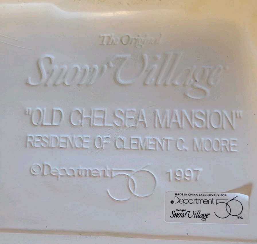 Dept 56 Original Snow Village OLD CHELSEA MANSION Retired 54903 w/Book