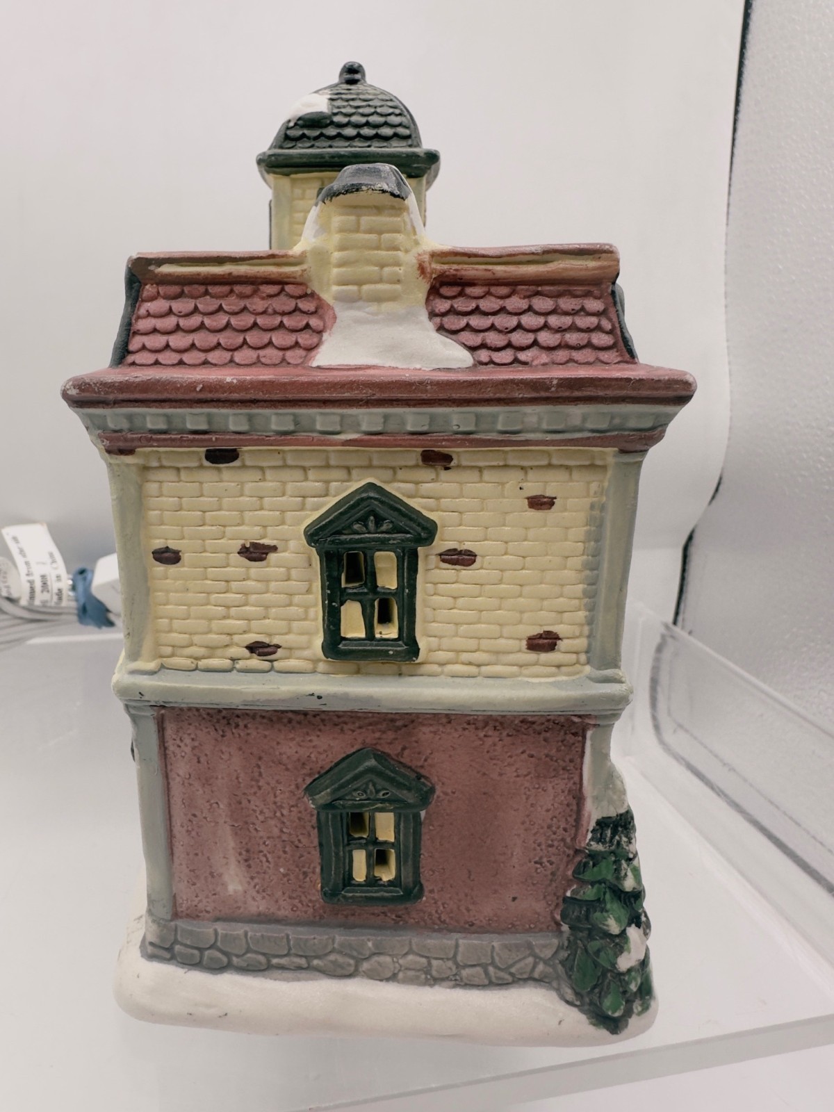Vintage Christmas Village City Hall Lighted Building Animated Window Scene