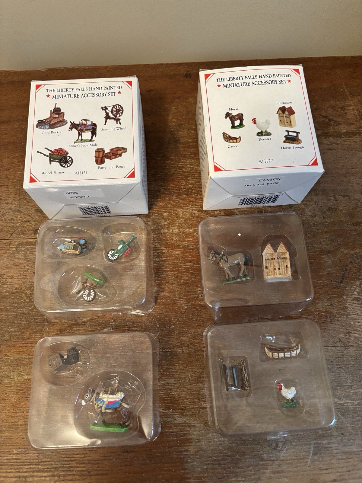 Liberty Falls Miniature Accessory Set AH121 AH122 Mule Horse Outhouse Trough