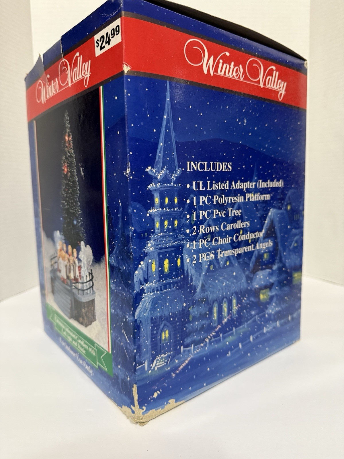 Winter Valley Animated Christmas Carolers Scene Lighted Tree With Music NOS