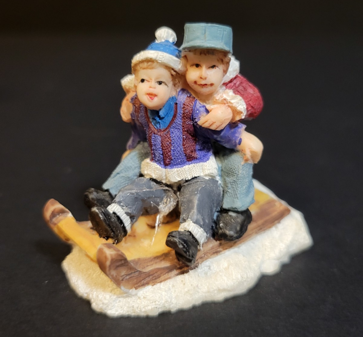 Holiday Time Santas Workbench Christmas Village Children Sledding Sled