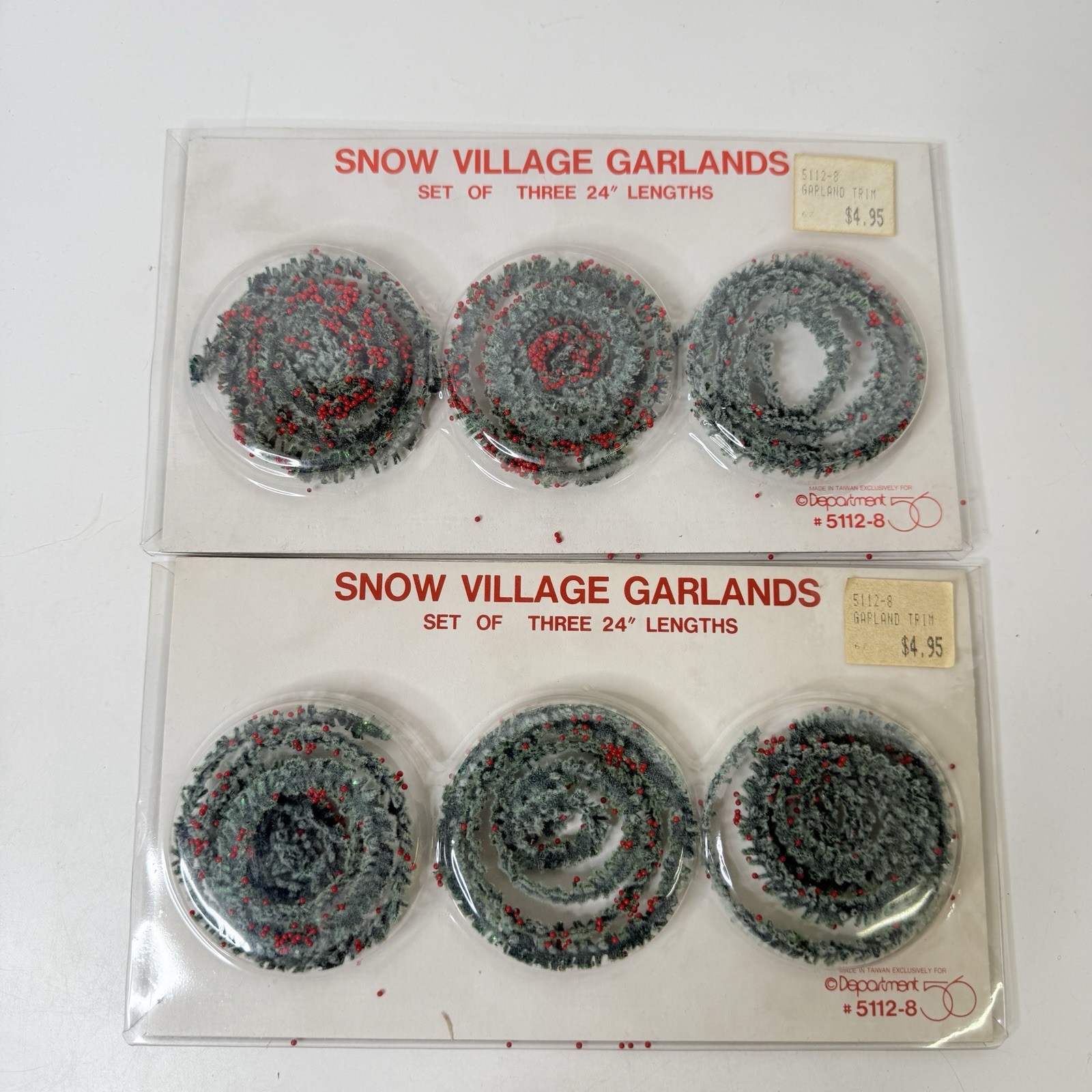 Vintage Dept 56 SNOW VILLAGE GARLANDS 2 sets of 3 24″ Length