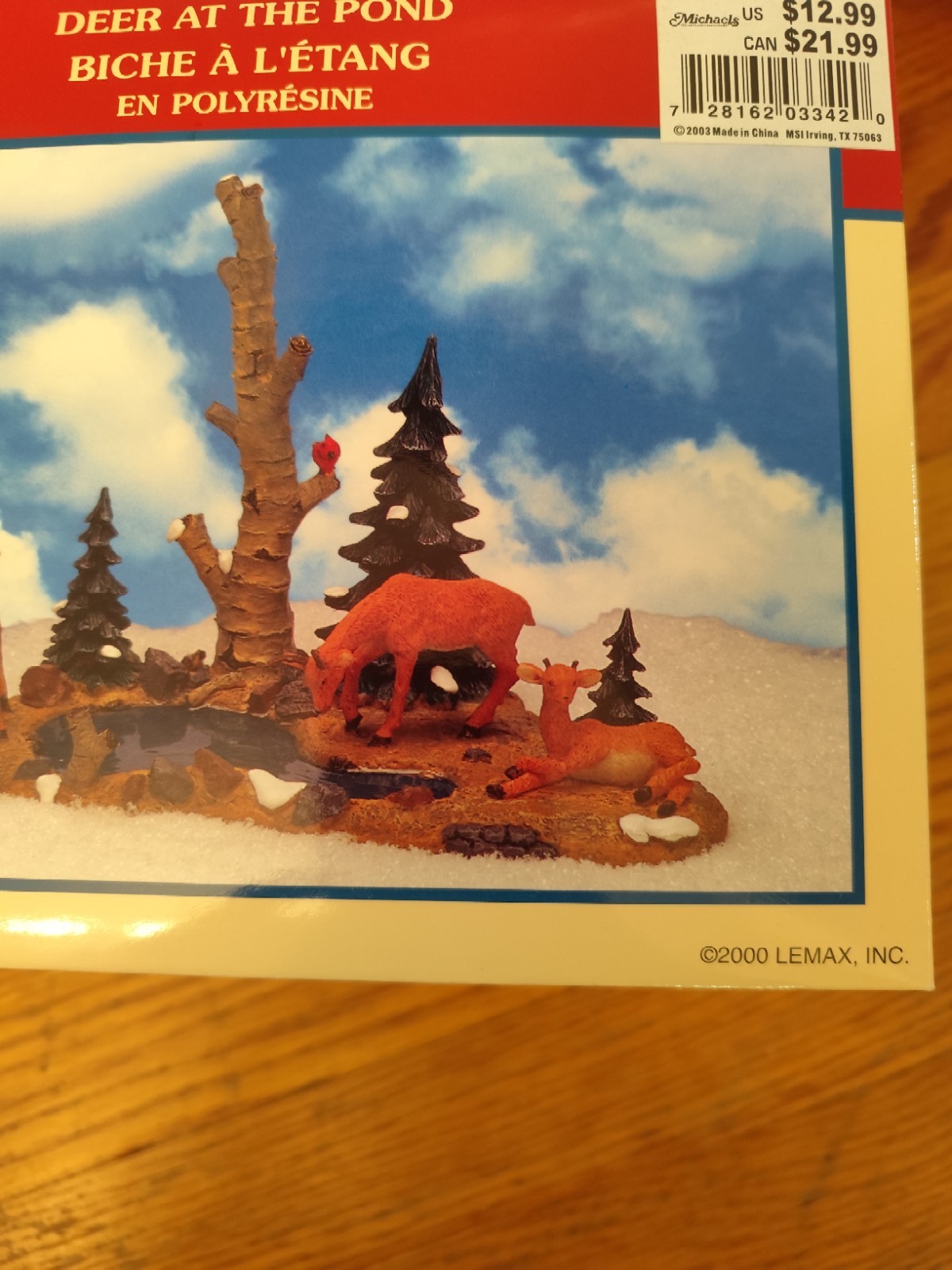 2000 LEMAX Village Landscape Poly-Resin Deer At The Pond (New)