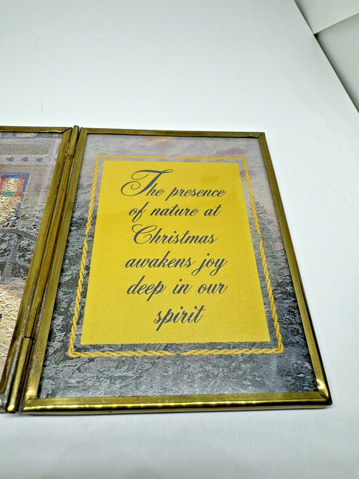 Thomas Kinkade 1997 Via Vermont Miniature Christmas Tree in Folding Brass Frame