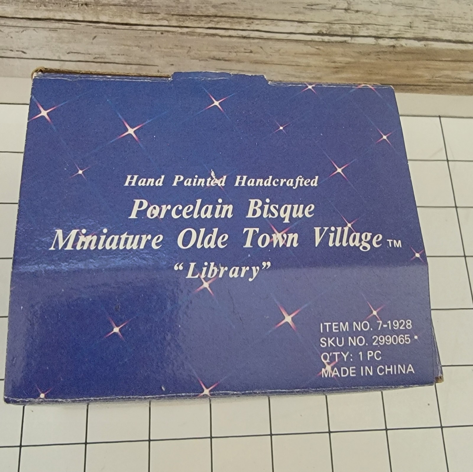 Vintage Porcelain Bisque 1993 Miniature” Olde Town Village” Library
