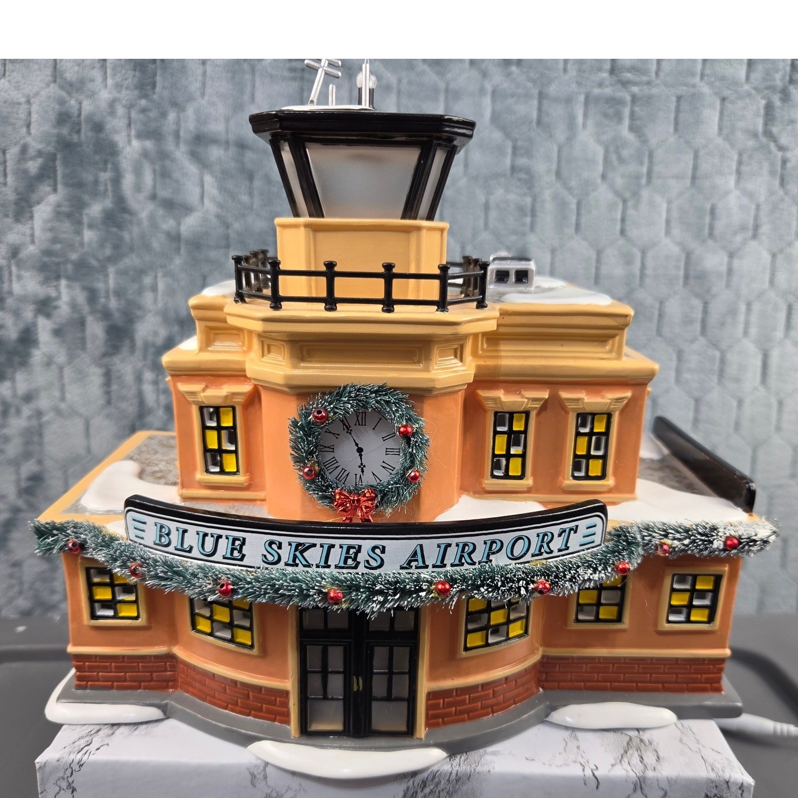 Blue Skies Aviation Airport Terminal Lighted Christmas Village Building Diner