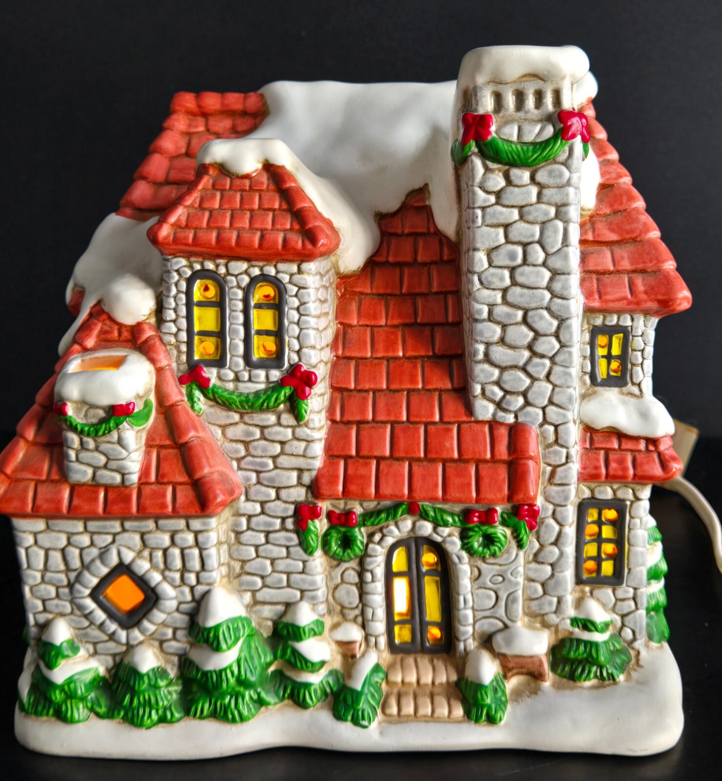 Lefton Colonial Village Xmas Byron Wood 1987 Stone House #06338