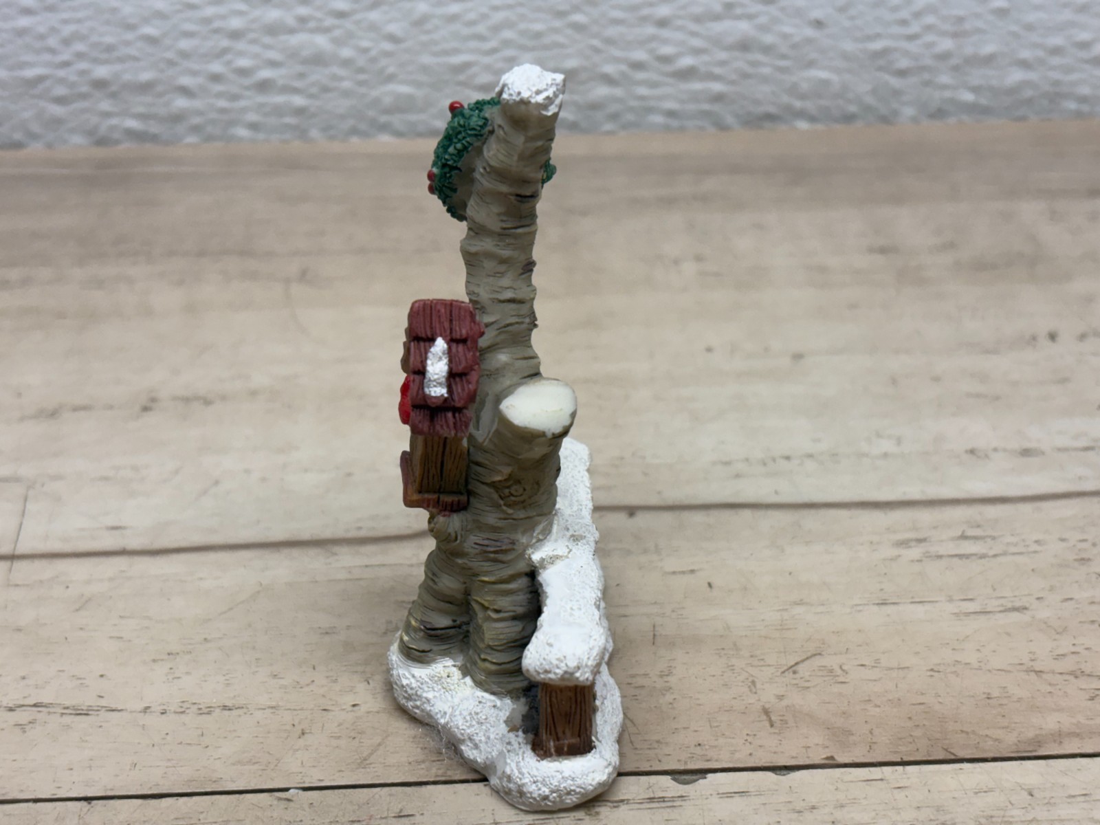 Christmas Village Figurines Set Of 4 People Horse Statue Rider & Bird House Tree