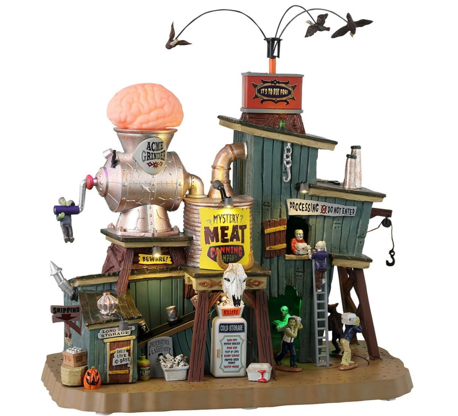 Lemax Spooky Town Mystery Meat Canning Co.#35008 Animation Soundtrack Lights NEW