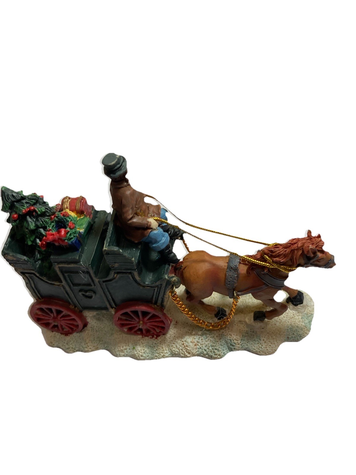 Christmas Village Horse Drawn Carriage With Christmas Tree