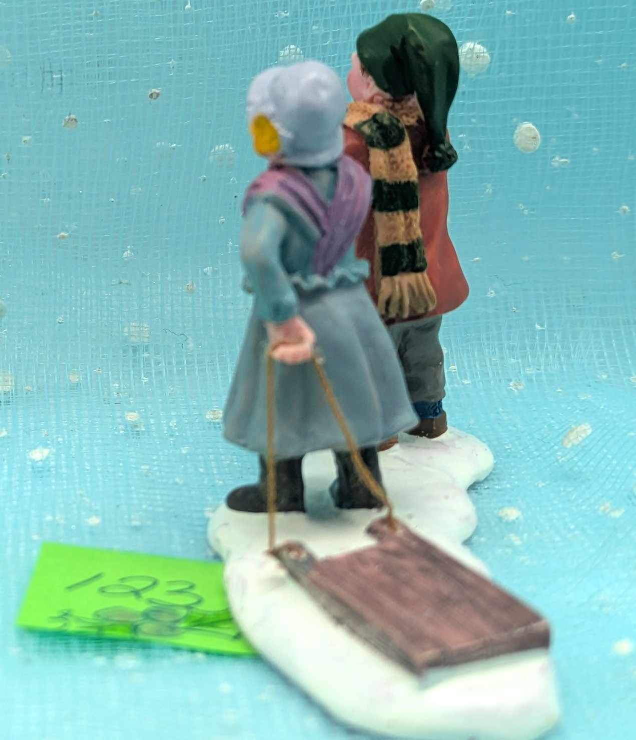 Lemax boy girl sled adorable children Christmas Village Figurine LOOSE INV123