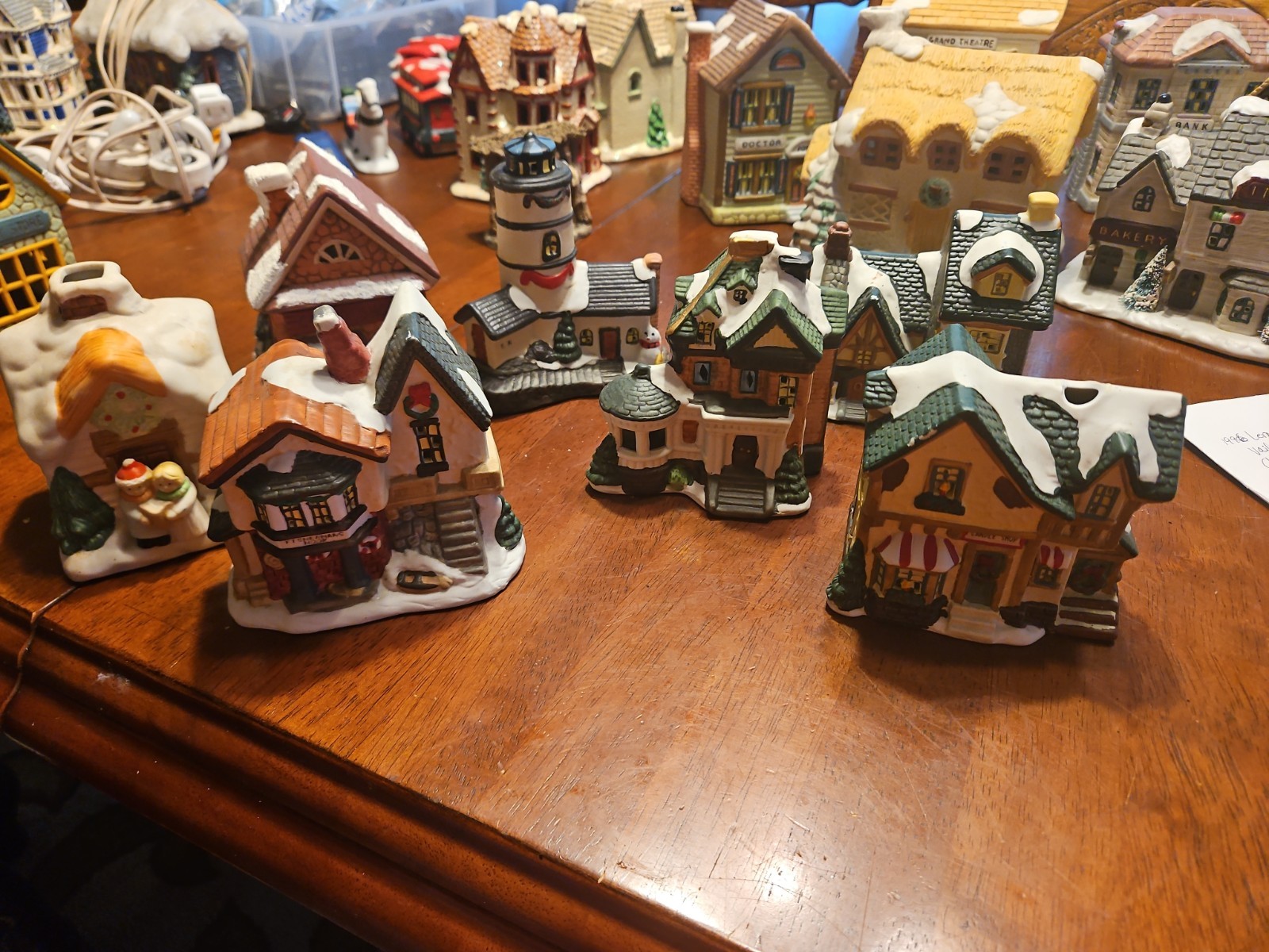Lot of 7 Smaller Vintage Christmas Village Houses
