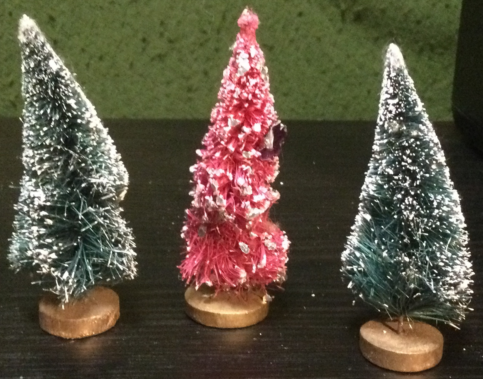 vintage 7 Miniatures Christmas Trees Snow Covered can be used for trains as well