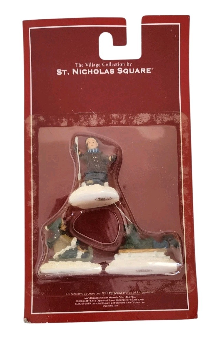 St Nicholas Square Village Winter Sports Sled Skier 3 Piece set