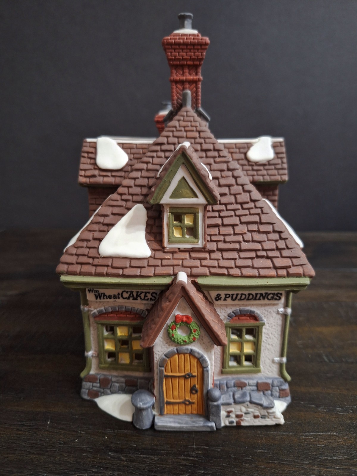 Vintage 1993 Dept 56 Dickens’ Village “W. M. WHEAT CAKES & PUDDINGS” Light Up