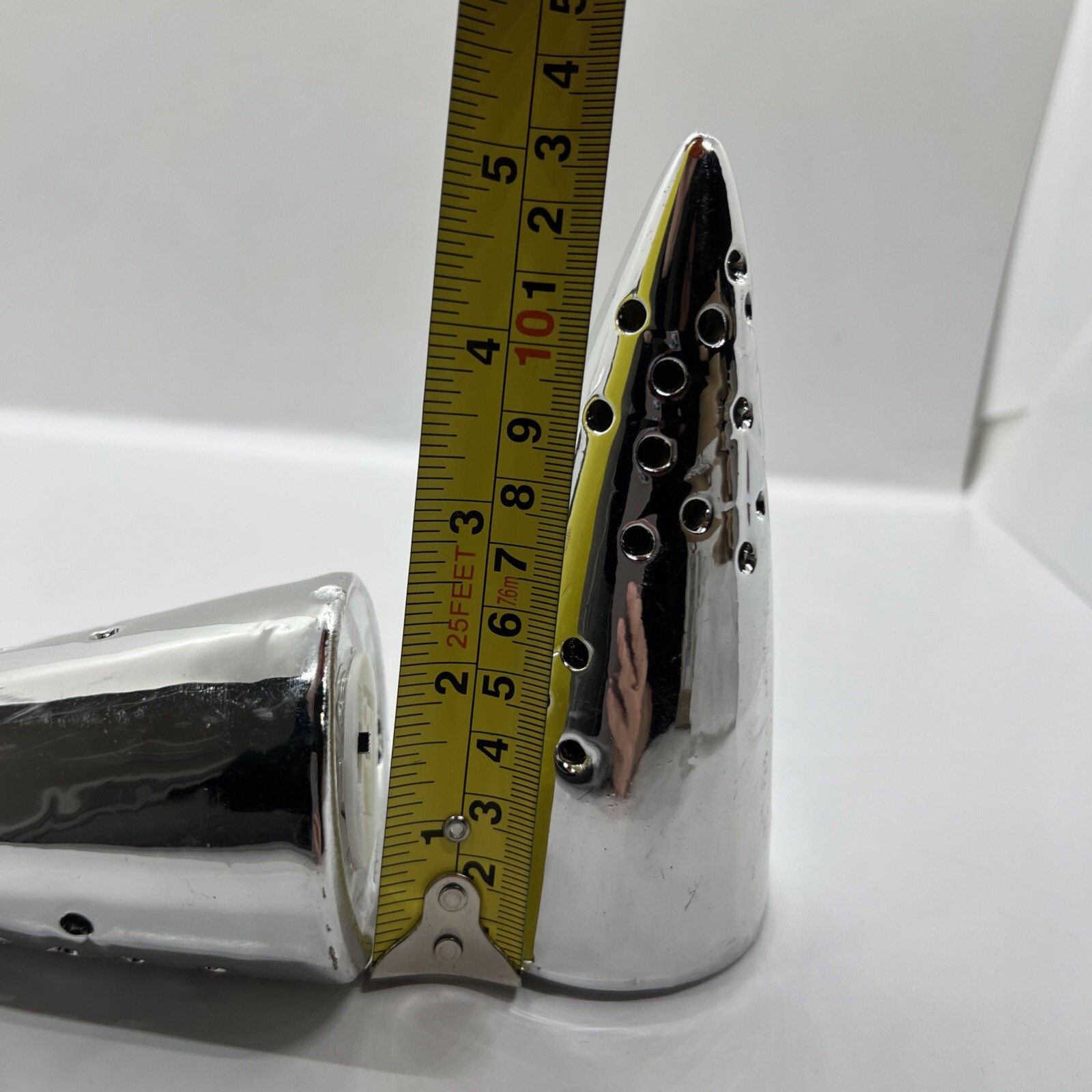 3 Christmas Tree Luminaries Cone Shaped LED Silver Ceramic/Porcelain? 2.5×5” SEE