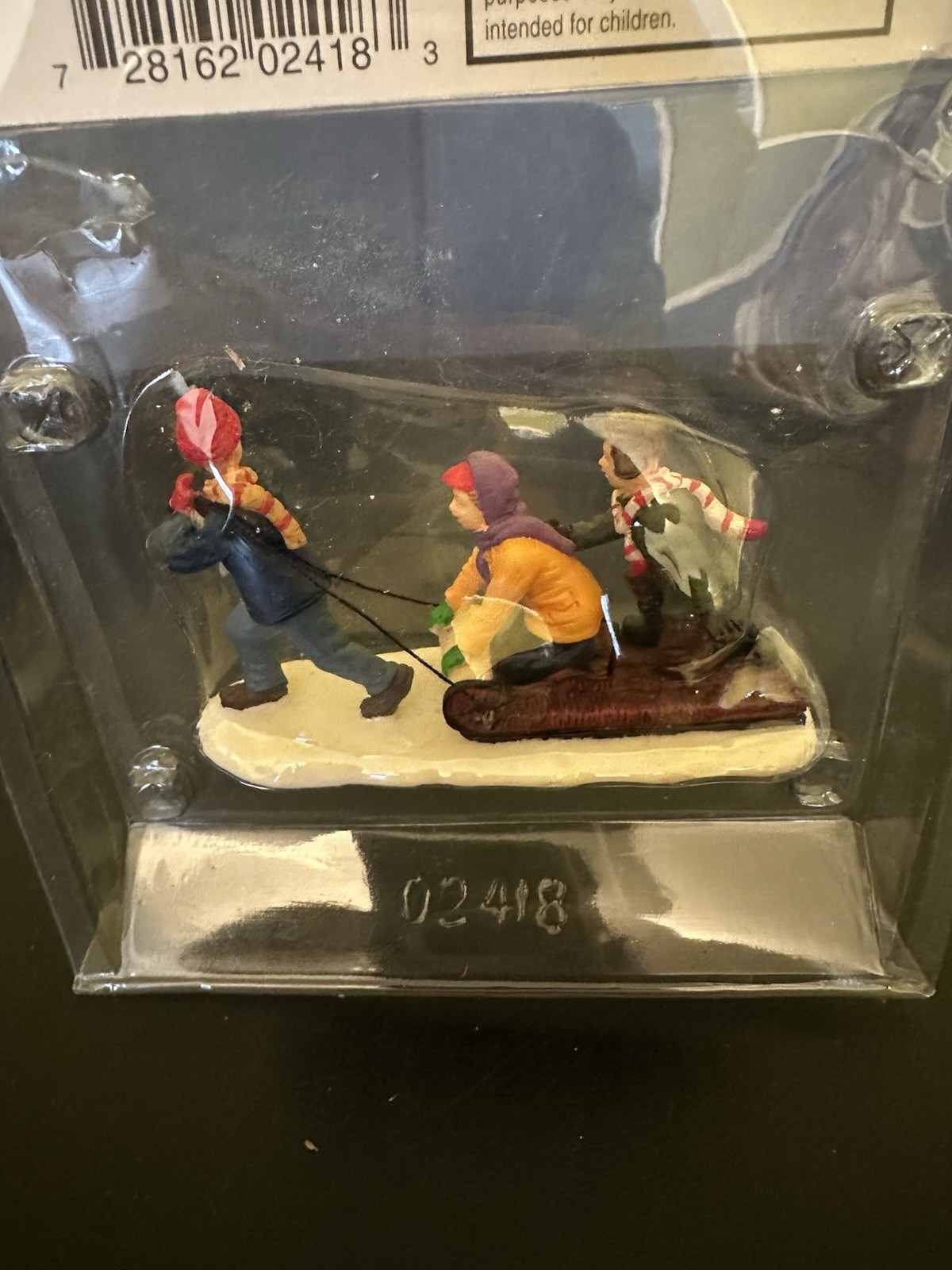 Lemax Christmas Village Town The Toboggan Tug 02418 Children Pulling On Sled