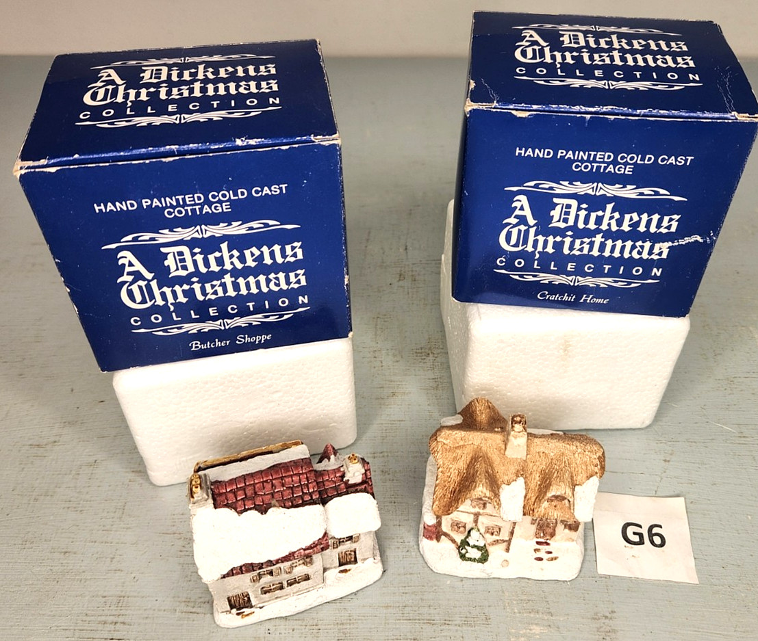1988 DICKENS CHRISTMAS COLLECTION CRATCHIT HOME / BUTCHER SHOPPE EXCELLENT G6