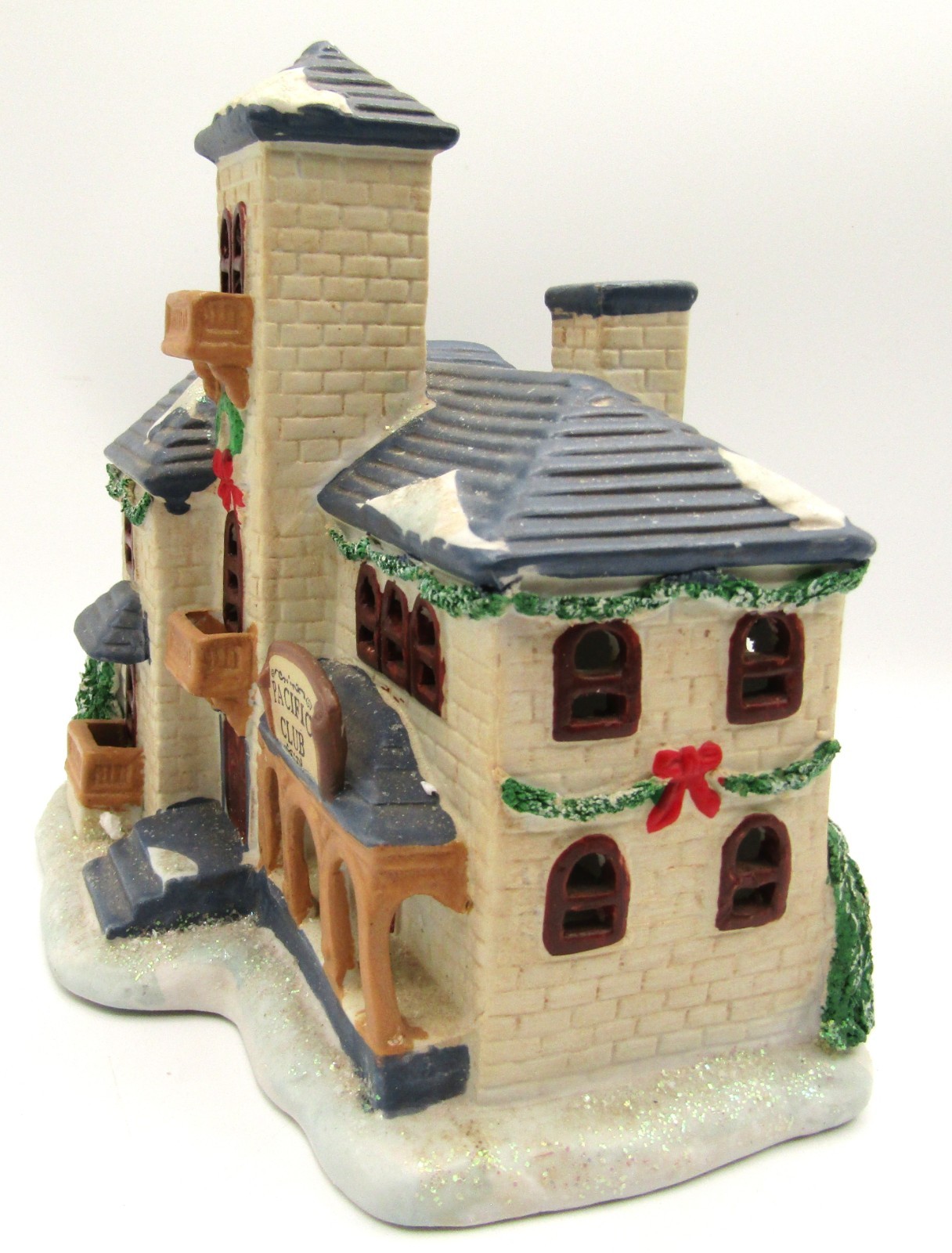 Christmas Traditions PACIFIC CLUB Lighted Ceramic House -7” Tall-W/ Light Cord