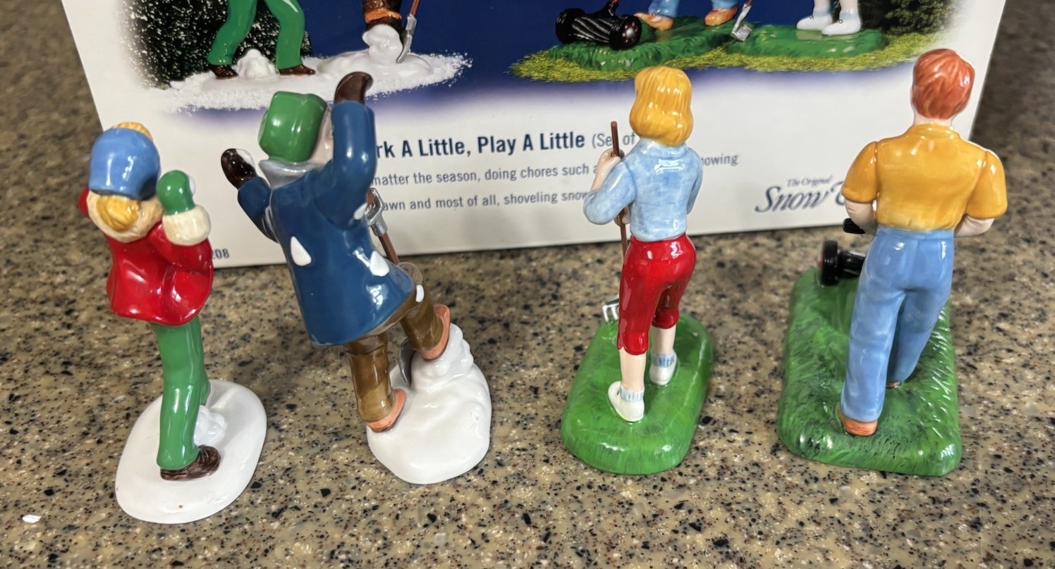Department 56 Snow Village Work A Little Play A Little 4pc 56.55208 Accessory