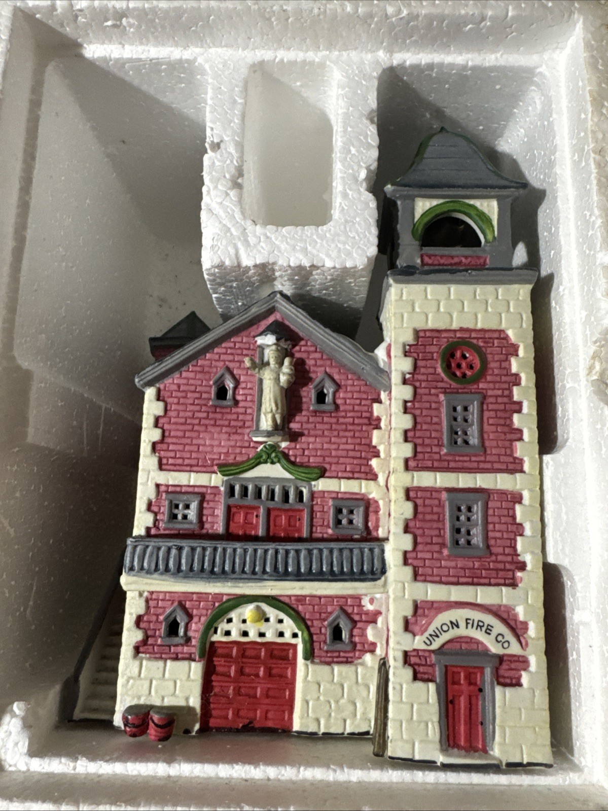 Lemax Dickensvale Union Fire Co Firehouse Lighted Christmas Village 1993 8”
