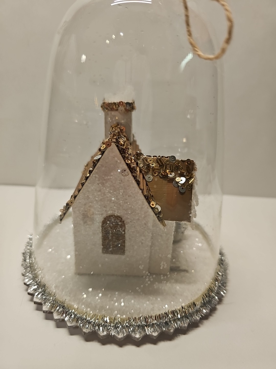 Pottery Barn Christmas Cloche Lighted House & Bottle Trees 8.5” x 6”