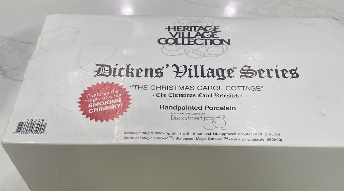 Dept 56 Dickens Village The Christmas Carol Cottage #58339 Retired Smoke Chimney