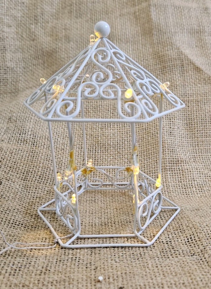 Wire Garden Gazebo Christmas Village Accessory Lighted by Santas Workbench