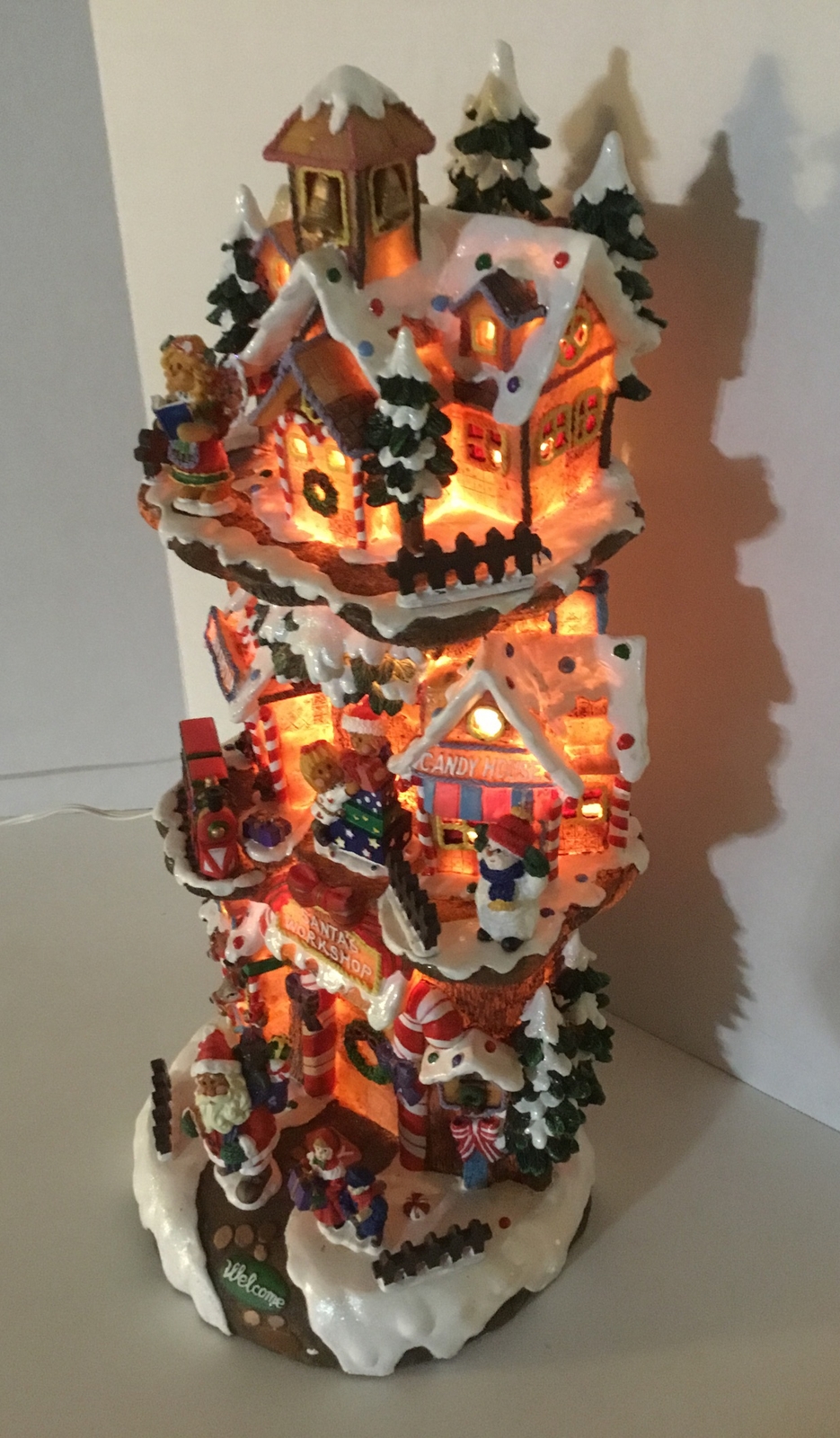 JAIMY’S Christmas Lighted Treehouse 20-1/2” Three Story Santa’s Workshop Village